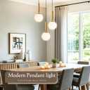 Gold Modern Cluster Chandelier 3-Light Mid Century Globe Pendant Light with Milky White Glass Adjustable Hanging Light Fixture for Kitchen Island Dining Room Living Room Bedroom Bulbs Incl.