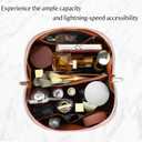 Large Capacity Travel Cosmetic Bag - Portable Makeup Bags for Women Waterproof PU Leather Checkered Makeup Organizer Bag with Dividers and Handle,Toiletry Bag for Cosmetics