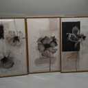 ANHUIB Black Neutral Floral Wall Art 16x24 Inch Abstract Flower Wall Decor Waterolor Painting Set of 3 for Living Room Bedroom Bathroom