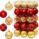 DeckTheHalls Christmas Balls Ornaments, 30 Pcs 2.5 Inch Christmas Tree Decorations for Xmas Tree Hanging, Shatterproof Ball Ornaments for Festival Home Party Decors, (Red & Gold)