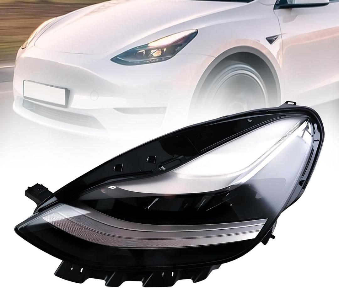 XGZ Full LED Headlights, Compatible with 2021-2023 Tesla 3 Tesla Y Base Mayor Performance Long Range Standard Estandar, Replace 1514952 151495200C 151495200D (Driver Side (LH))