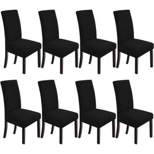 Dining Room Chair Slipcovers Dining Chair Covers Parsons Chair Slipcover Stretch Chair Covers for Dining Room Set of 8, Black