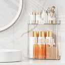 Bathroom Counter Organizer Countertop 2 Tier Storage Acrylic Corner Makeup Organizer for Makeup, Perfume, Vanity, Spice Rack, Bathroom Sink, Coffee Station(Clear), Fan-shaped