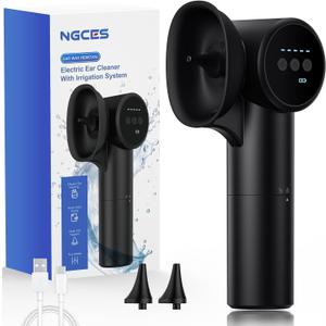 Ear Wax Removal with Mild Drying, Safe and Gentle Ear Cleaner for Ear Wax Buildup Flushing and Cleaning with Dual-Compartment Design, Ear Wax Cleaner Kit 5 Pressure Settings, Ear Flushing kit IPX7