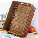 Plastic Storage Baskets for Shelves and Cabinets, Wicker Storage Baskets for Shelves, Pantry Baskets Organization and Storage, Water-Resistant and Durable(Set of 2, Dark Brown)