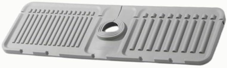 Grey Faucet Mat for Kitchen Sink, Kitchen Sink Splash Guard Silicone Draining Mat Dish Soap Sponge Holder Tray for Kitchen Bathroom Sink (17.5" x 5.5")