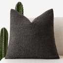 Foindtower Textured Boucle Throw Pillow Covers Accent Solid Pillow Cases Cozy Soft Decorative Couch Cushion Case for Chair Sofa Bedroom Living Room Home Decor, 18 x 18 Inch,Dark Brown