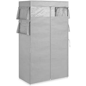Whitmor, Gray Covered Wardrobe with Accessory Storage