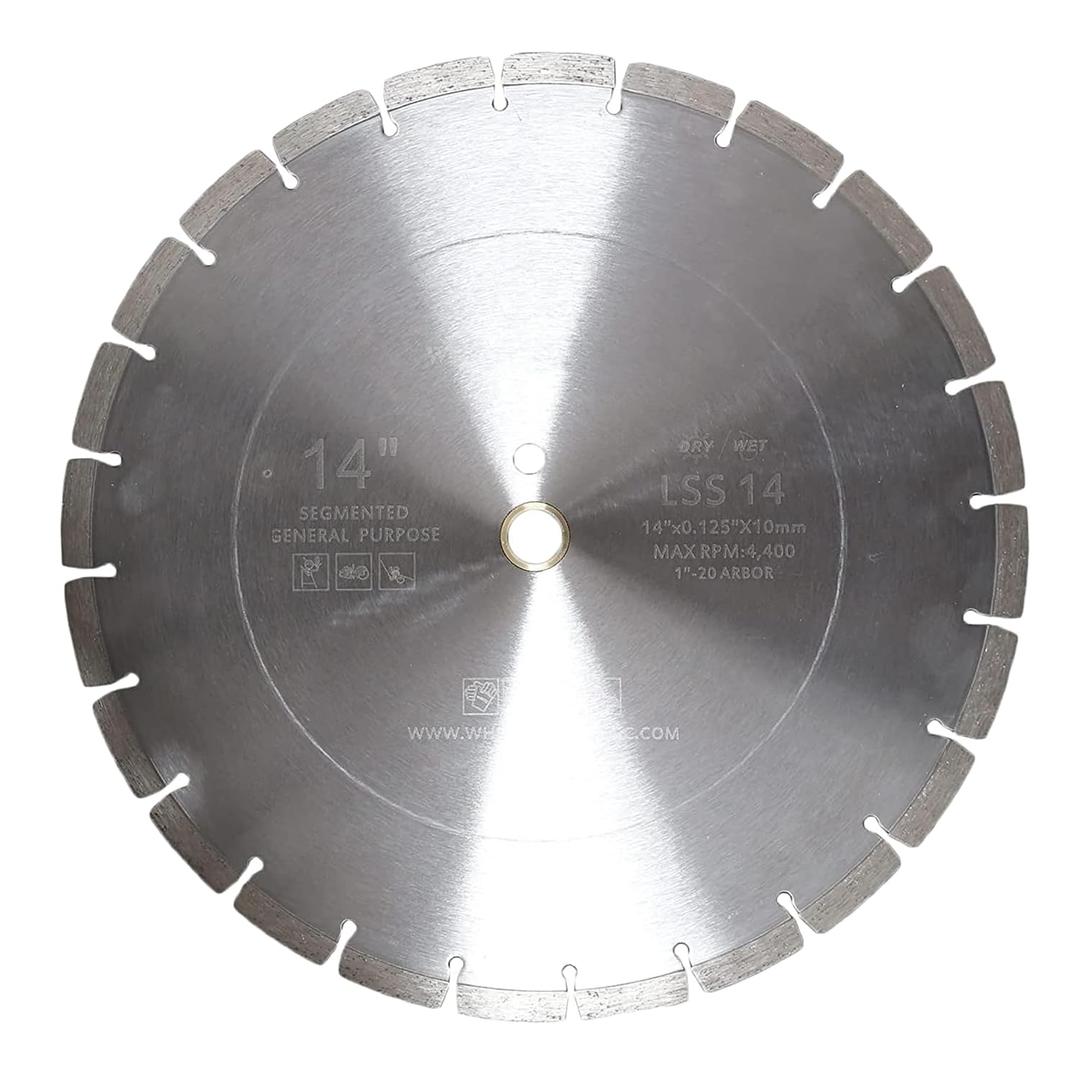 14 Inch Diamond Concrete Saw Blade,14 Inch Masonry Blade with 5/8 inch Arbor,Sharp Tile Saw Blade Dry or Wet Cutting for Brick Paves Concrete Stone Block Marble Granite (LSS14)