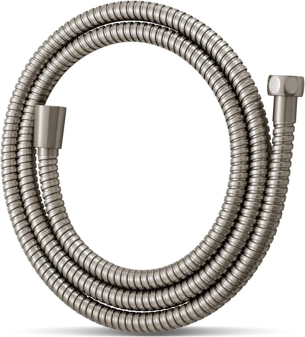 OFFO Shower Hose, Brushed Nickel Kink Free Stainless Steel Shower Hose Attachment Electroplating Handheld Shower Head Hose Flex Hoses Extension with Brass Insert & Nut for Pet Bathing Cleaning 60 in