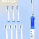 SEAGO Kids Electric Toothbrush with 2 Mins Brushing Timer and 8 Replacement Brush Heads,Rainbow LED Light Makes Brushing Fun, Battery Powered Toothbrush for Boys & Girls Ages 3-6-8 Years Old,Blue