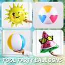 134Pcs Tropical Summer Beach Pool Party Balloon Garland Arch Kit,with Inflatable Beach Balls,Watermelon,Sun Foil Balloons for Hawaiian Luau Birthday Graduation Party Decorations - Hot Pink Yellow Blue, 10.24"x10.24"