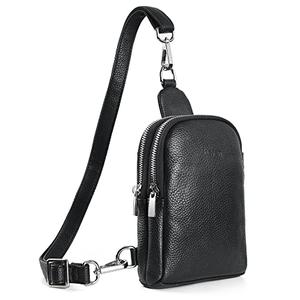 Black Genuine Leather Fanny Packs for Women, befen Small Leather Crossbody Sling Bags, Mini Backpack Purse Fanny Pack Belt Bag Fashionable for Women Adult Walking