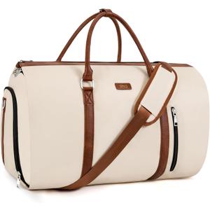 Convertible Garment Duffle Bags for Travel - Carry On Garment Bags With Toiletry Bag, Large Weekender Bags for Women Men 2 in 1 Hanging Suitcase Suit Travel Duffel (Off White)