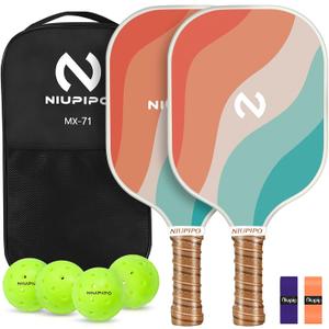 Niupipo Pickleball Paddles, Carbon Fiber Pickleball Paddle Set of 2 with Larger Sweet Spot, Honeycomb Core, Complete Pickleball Paddle Set for Beginners and Advanced Players