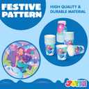JOYIN 145 Pcs Mermaid Birthday Party Supplies with Banner, 24 Serves Tableware Set with Plates, Cups, Napkins, and Cutlery Sets for Valentines Anniversary Mermaid Themes Party Kids 6 7 8 Years