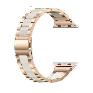 Wearlizer Compatible with Apple Watch Band 42/44/45/46/49mm Fashion Wristbands Womens, Stainless Steel+Resin Metal Replacement for iWatch Series 11 10 9 8 7 6 5 4 3 SE/Ultra 3 2 1RoseGold+Starlight