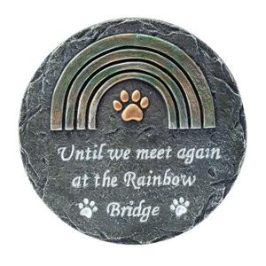 Napco Imports Decorative Outdoor Pet Memorial Garden Stepping Stone 10 Inch Concrete Rainbow Bridge