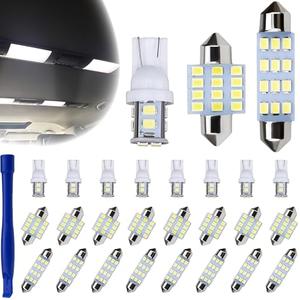 AMZAUTO 24 PCS Car Interior LED Lights Kit 194 T10 DE3175 578 31mm 41mm LED Bulbs Interior Replacement Bulbs for Car Map License Plate Door Side Marker Dome Light (White)