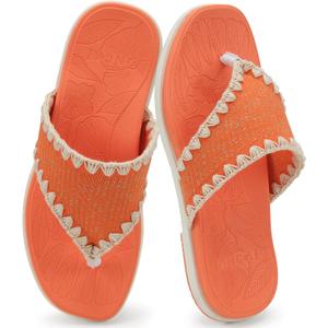 ONCAI Women's Flip Flops Classic Square Toe Yoga Mat Flat Dressy Summer Beach Slide Sandals for Woman Walking Fashion Comfort Ladies Thong Sandals Soft Cushion Rubber Sole US Size 6-11
