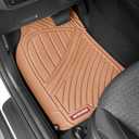 Motor Trend FlexTough Performance All Weather Rubber Car Floor Mats - 3 Piece Floor Mats Automotive Liners for Cars Truck SUV, Heavy-Duty Waterproof (Beige)