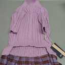 IECOii XL Dog Sweater Dress for Large Dogs Girl, Cable Knit Winter Dress for Female Dogs, Purple,XLarge, Soft Girl Dog Sweater with Tartan Plaid Skirt Cute Turtleneck Knitwear for Cold Weather XL