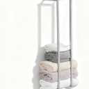 Towel Racks for Bathroom, NEWRAIN Stainless Steel Rolled Towel Storage Wall Mounted Bath Towel Holder for Folded Large Towel Washcloths, Bathroom Organizing Brushed Nickel