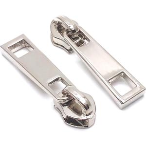 Goyunwell #5 Zipper Pulls Metal Silver Bulk 50pcs Nylon Zipper Slider Head Charms for Purse Handbag Making Craft Sewing