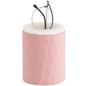 Mkono Plush Lined Eyeglasses Holder Protective Glasses Holder Stand Case Anti-scratch Glasses Storage Organizer, Pink