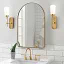 ANDY STAR Arched Mirror, 24 x 38 Inch Gold Vanity Mirror in Stainless Steel Metal Frame, Arch Top Rounded Corner 1 Inch Deep Set Design Wall Mount Hangs Vertical