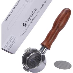 54mm Bottomless Portafilter for Breville Barista Express(BES870) Pro Touch Bambino Plus Infuser Duo Temp Espresso Accessorie made of Stainless steel and solid wood