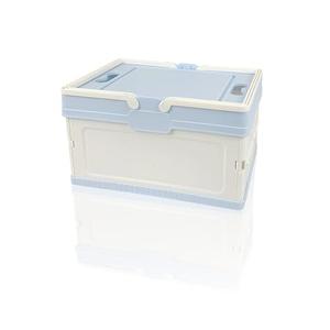 Tixill Small Collapsible Storage Crates, Foldable Plastic Baskets with Lids and Handles for Organizing, Mini Stackable Bins for Home Kitchen Bedroom Bathroom Office (Blue)