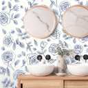 3 x Timeet 17.7In 197In Peel and Stick Wallpaper, Blue and White Floral Peel and Stick Wallpaper Boho Contact Paper Removable Self Adhesive Bedroom Cabinet Mural Wall Decor Vinyl Roll