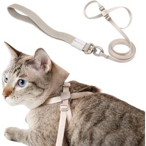 Cat Harness and Leash 2-in-1, Escape Proof Anti-Chocking Harness Adjustable Lighweight Leash for Walking Outoor Training for Kitten Small Large Cats Puppy, US IDA Bronze Award (Linen)
