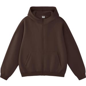 FAIABLE Mens Zip Up Hoodies with Pockets Oversized Sweatshirt Winter Long Sleeve Jackets Fleece Fall Outfits 2025 (Medium, Coffee)