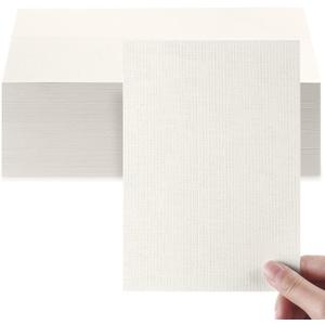 Geosar 100 Sheet Linen Cardstock 5 x 7 Invitation Cardstock Heavyweight Printer Paper 92lb 250gsm Index Cards for Printer Cover Postcards Blank Flash Note Greeting (Beige)