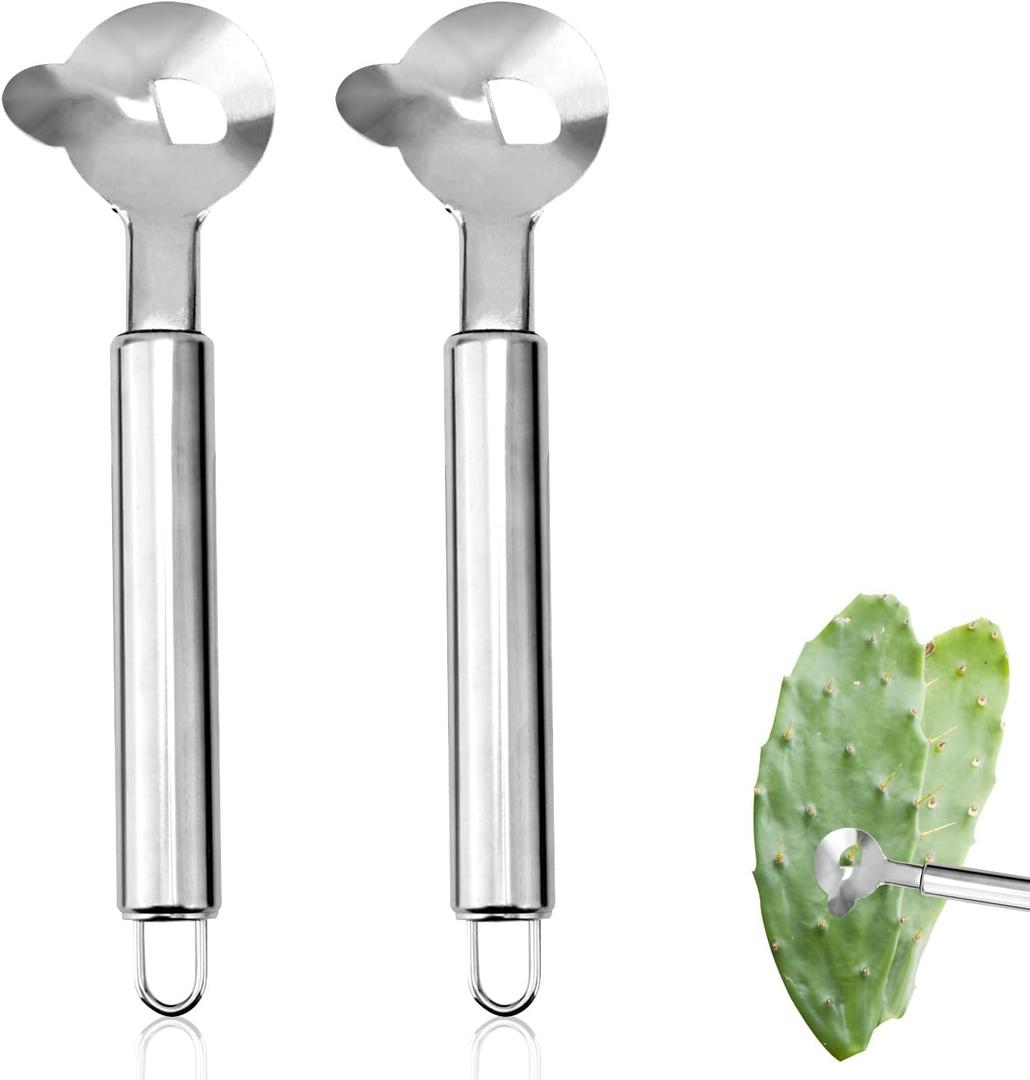 3 x 2pcs Manual Cactus Peeler Spoon, Stainless Steel Spoon Shape Cutter with Long Handle Multi-Function Cactus Cutting Tool for Carrot Potato Vegetables