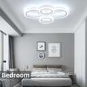 Shine LUEST 34W LED Ceiling Light with Remote, 3000-6000K Dimmable Modern Flush Mount Ceiling Lighting Fixture White 4 Rings Round Chandelier Ceiling Lamp for Small Room, Bedroom