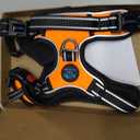 PHOEPET Reflective Dog Harness Large Breed Adjustable No Pull Vest with with Handle 2 Metal Rings 3 Buckles [Easy to Put on & Take Off](L, Orange)