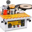 Portable Woodworking Edge Banding Machine, Manual Push Plate, Straight & Curved Dual-Use, Double-Sided Gluing for Straight Edges, Auto Cut-Off, Smart Temperature Control, 1200W, Edge Width 0.351.77in