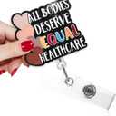 10 Pack OUNER All Bodies Deserve Equal Healthcare Funny Badge Reel with Black Glitter, Retractable ID Clip Holder for Nurses Doctor Healthcare Medical Hospital Office Worker, Nurse Week Gifts