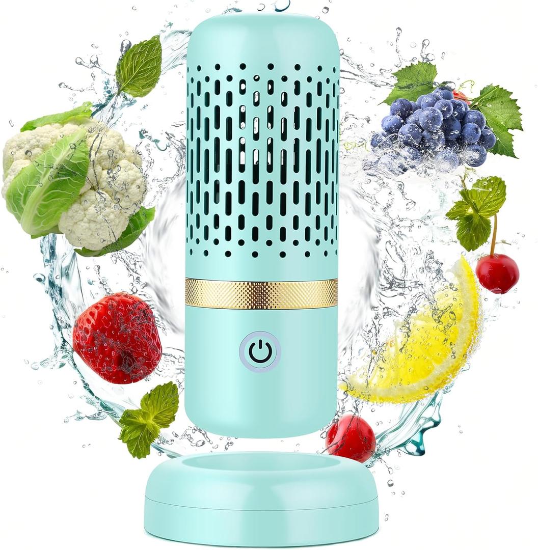 Cudinham Fruit and Vegetable Purifier Cleaner Washing Machine Upgraded Capsule Shape Disinfection OH-ion Purification Technology for Cleaning Veggie Grains Rice Meat Seafood, Blue Turquoise