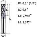 joleully 1/2" Carbide Square End Mill, HRC 45 Deg Single End 4 Flute AlTiN Coating Mill Bits