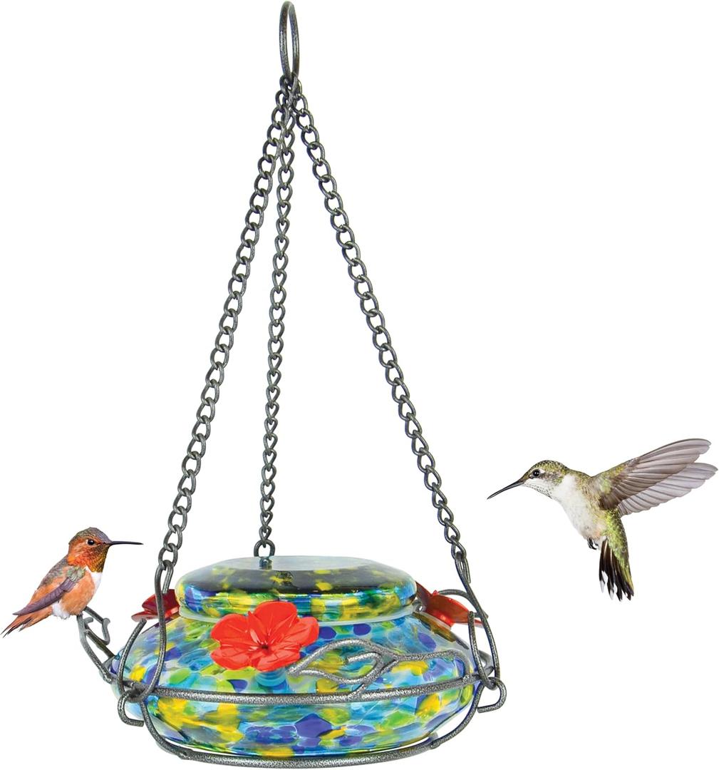 Nature's Way Bird Products GHF7 Hand Blown Illuminated Top Fill Hummingbird Feeder (16 oz Capacity, Multi)