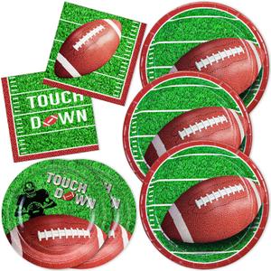Football Plates and Napkins Party Supplies, Includes Football Dinner Plates, Dessert Plates and Napkins TouchDown Football Dinnerware Game Day Football Birthday Tailgate Party Decorations, Serve 40