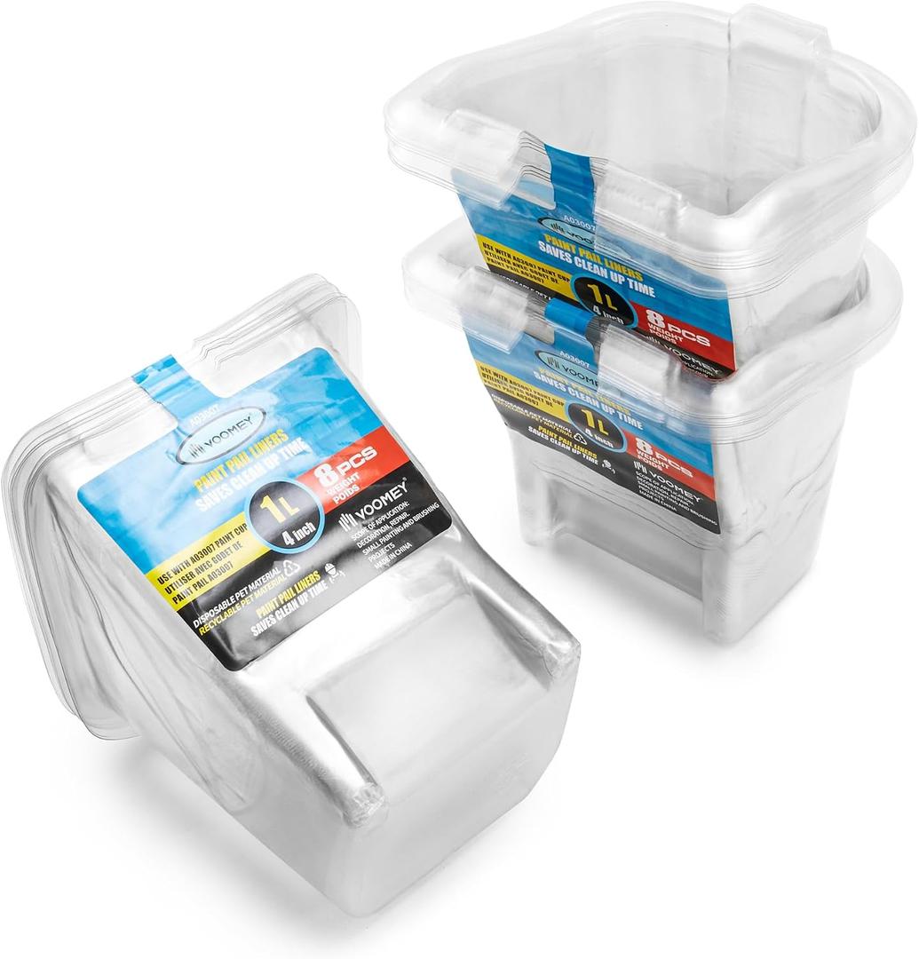 VOOMEY 24PCS Paint Pail Liners, Plastic Disposable Bucket Liner Set for Paint Cups,Holds Up to A Quart of Paint or Stain(Only Applicable to VOOMEY 4 inch Handheld Paint Cup)
