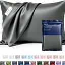 MR&HM Satin Pillowcase for Hair and Skin, Silk Satin Pillowcase 2 Pack, Standard Size Pillow Cases Set of 2, Silky Pillow Cover with Envelope Closure (20x26, Dark Grey)