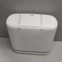 2.3 Gallon Slim Small Bathroom Trash Can with Lid, White Dog Proof Garbage Can with Air-Press Bag Expander & Removable Bucket, Narrow Bathroom Waste Basket for Bedroom, Office, Dorm