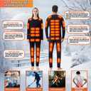 Heated Thermals Underwear Men Women: 42 Heating Zones Electric Thermal Long Johns Pants Set USB Base Layer (Black, L)