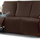 Ruaozz Waterproof Recliner Sofa Cover 1-Piece Couch Covers for Reclining Couches Reclining Sofa Cover Washable Furniture Protector with Elastic Straps Pocket for Kids, Pets (Dark Brown, 3 Seater)